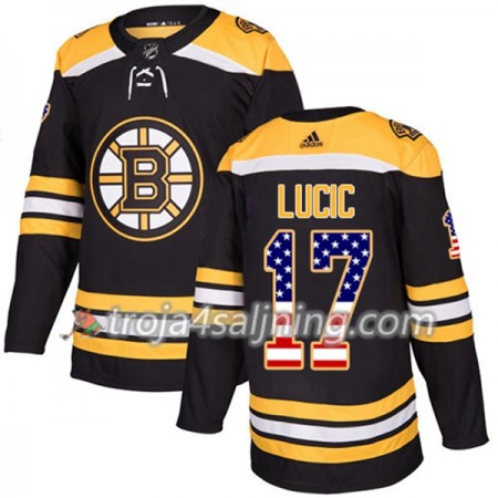 Boston Bruins tröja Milan Lucic 17 Adidas 2017-2018 Svart USA Flag Fashion Authentic - NHL Tröjor Herr